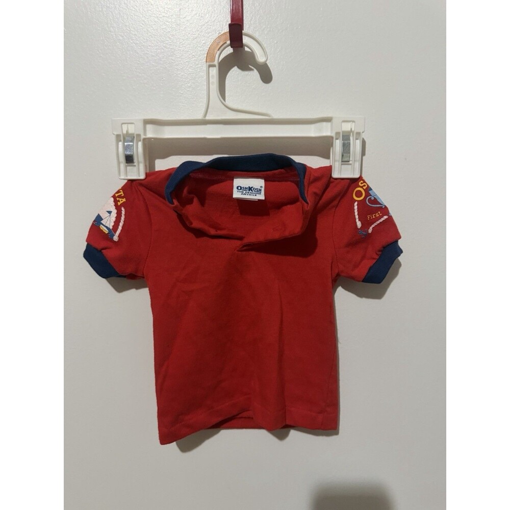 Vintage OshKosh B’Gosh Polo Red Size 6-9 Months Sailing Regata Boats